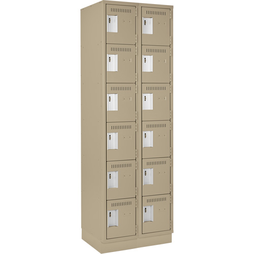 Petits casiers Clean Line, 6 niveaux, Bloc de 2, 24" x 18" x 76", Acier, Beige, Rivet (assembl&eacute;) Equipment World