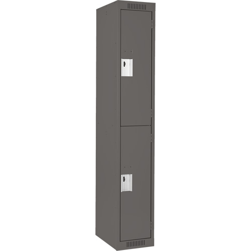 Clean Line Lockers, 2 -tier, 12" x 18" x 72", Steel, Charcoal, Rivet (Assembled) Equipment World