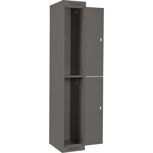 Clean Line Lockers, 2 -tier, 12" x 18" x 72", Steel, Charcoal, Rivet (Assembled) Equipment World