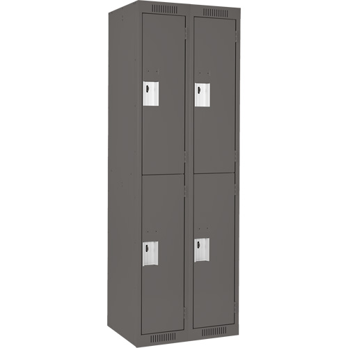 Clean Line Lockers, 2 -tier, Bank of 2, 24" x 18" x 72", Steel, Charcoal, Rivet (Assembled) Equipment World