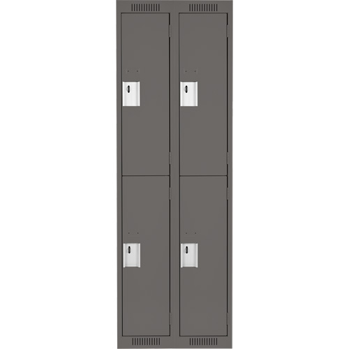 Clean Line Lockers, 2 -tier, Bank of 2, 24" x 18" x 72", Steel, Charcoal, Rivet (Assembled) Equipment World