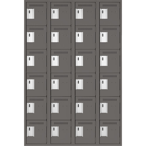 Petits casiers Clean Line, 6 niveaux, Bloc de 4, 48" x 18" x 72", Acier, Charbon, Rivet (assembl&eacute;) Equipment World