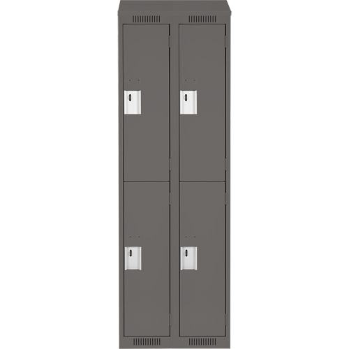 Casiers Clean Line, 2 niveaux, Bloc de 2, 24" x 18" x 78", Acier, Charbon, Rivet (assembl&eacute;) Equipment World