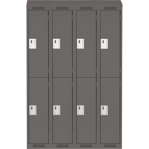 Clean Line Lockers, 2 -tier, Bank of 4, 48" x 18" x 78", Steel, Charcoal, Rivet (Assembled) Equipment World