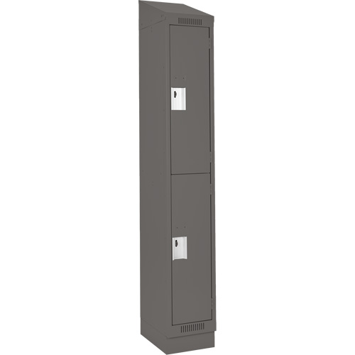 Clean Line Lockers, 2 -tier, 12" x 18" x 82", Steel, Charcoal, Rivet (Assembled) Equipment World