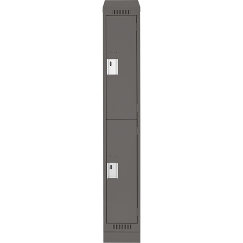 Clean Line Lockers, 2 -tier, 12" x 18" x 82", Steel, Charcoal, Rivet (Assembled) Equipment World