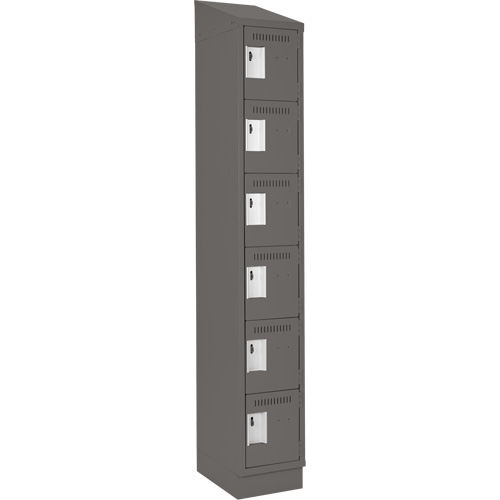 Clean Line Lockerette, 6 -tier, 12" x 18" x 82", Steel, Charcoal, Rivet (Assembled) Equipment World