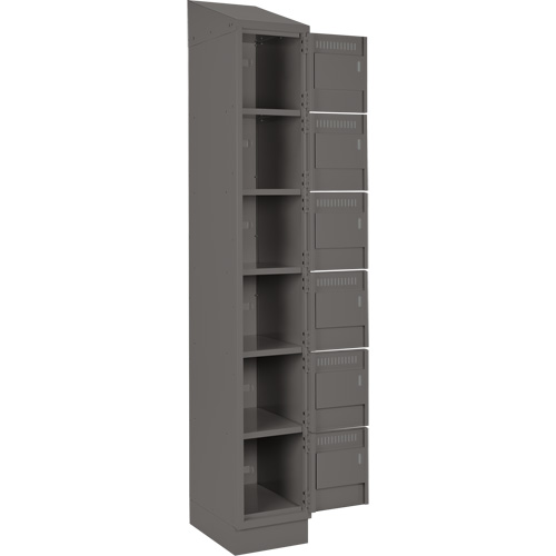 Clean Line Lockerette, 6 -tier, Bank of 4, 48" x 18" x 82", Steel, Charcoal, Rivet (Assembled) Equipment World