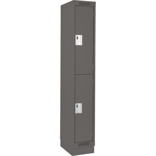 Clean Line Lockers, 2 -tier, 12" x 18" x 76", Steel, Charcoal, Rivet (Assembled) Equipment World