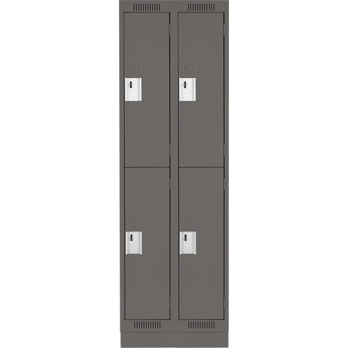 Clean Line Lockers, 2 -tier, Bank of 2, 24" x 18" x 76", Steel, Charcoal, Rivet (Assembled) Equipment World