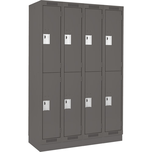 Clean Line Lockers, 2 -tier, Bank of 4, 48" x 18" x 76", Steel, Charcoal, Rivet (Assembled) Equipment World