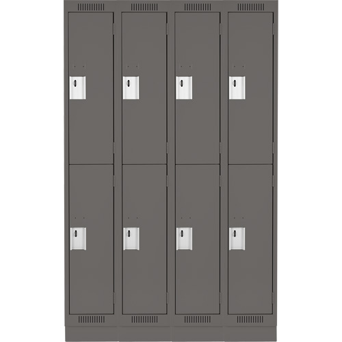 Clean Line Lockers, 2 -tier, Bank of 4, 48" x 18" x 76", Steel, Charcoal, Rivet (Assembled) Equipment World