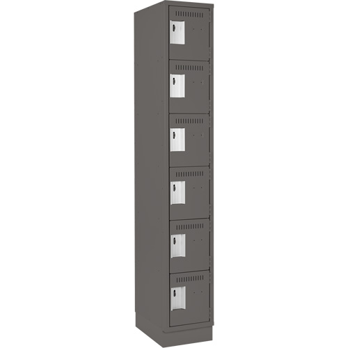 Clean Line Lockerette, 6 -tier, 12" x 18" x 76", Steel, Charcoal, Rivet (Assembled) Equipment World