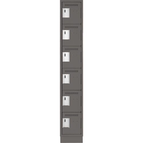 Clean Line Lockerette, 6 -tier, 12" x 18" x 76", Steel, Charcoal, Rivet (Assembled) Equipment World