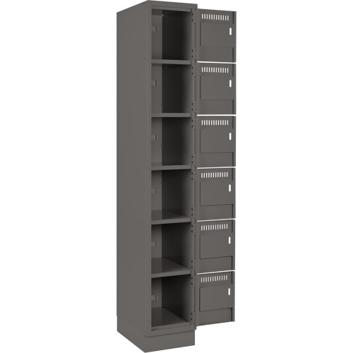 Clean Line Lockerette, 6 -tier, 12" x 18" x 76", Steel, Charcoal, Rivet (Assembled) Equipment World