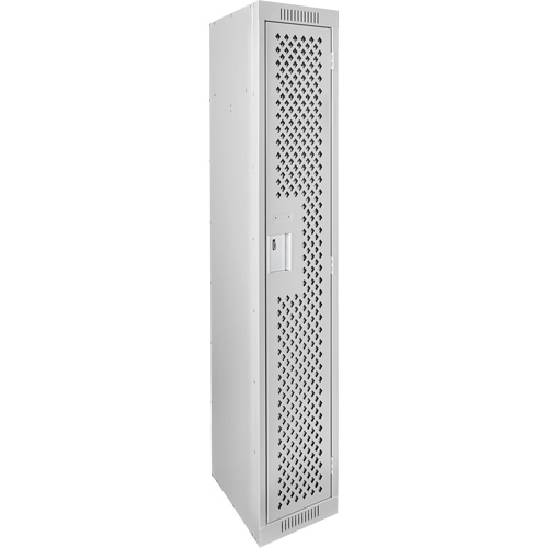 Clean Line Lockers, 12" x 12" x 72", Steel, Grey, Rivet (Assembled), Perforated Equipment World