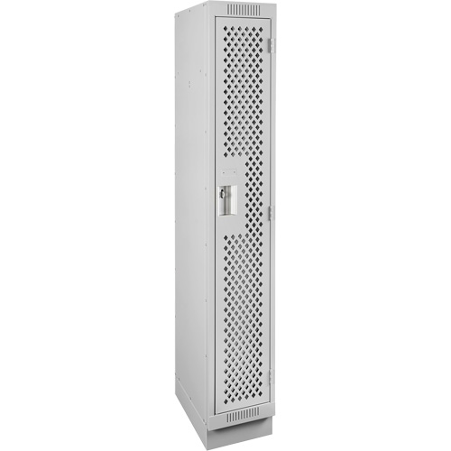 Clean Line Lockers, 12" x 15" x 76", Steel, Grey, Rivet (Assembled), Perforated Equipment World