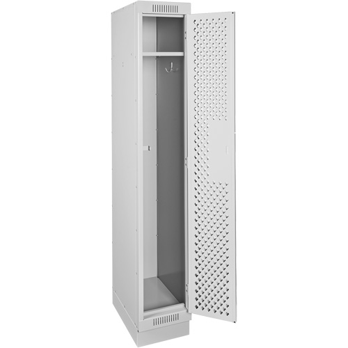 Clean Line Lockers, 12" x 15" x 76", Steel, Grey, Rivet (Assembled), Perforated Equipment World