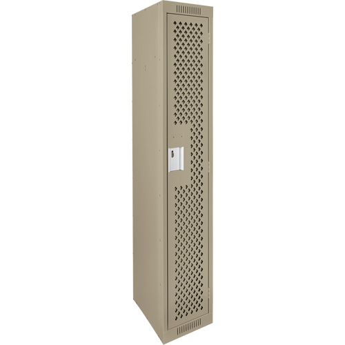 Clean Line Lockers, 12" x 12" x 72", Steel, Beige, Rivet (Assembled), Perforated Equipment World