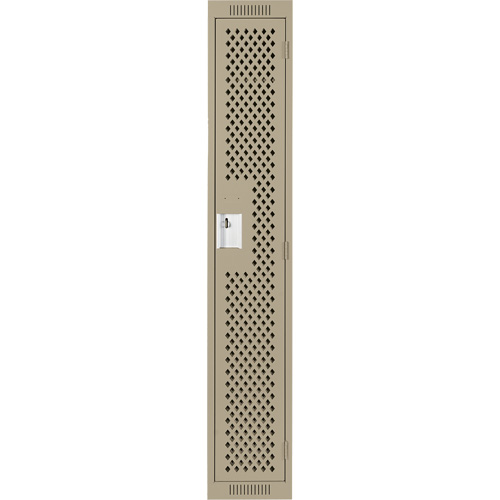Clean Line Lockers, 12" x 12" x 72", Steel, Beige, Rivet (Assembled), Perforated Equipment World