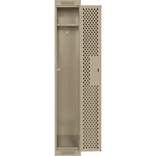 Clean Line Lockers, 12" x 12" x 72", Steel, Beige, Rivet (Assembled), Perforated Equipment World