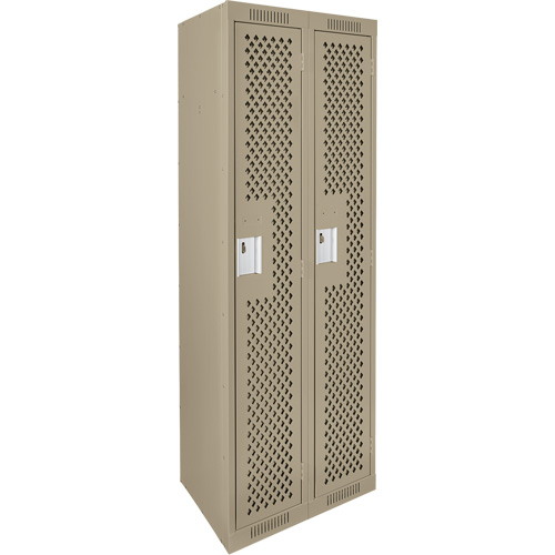 Clean Line Lockers, Bank of 2, 24" x 12" x 72", Steel, Beige, Rivet (Assembled), Perforated Equipment World