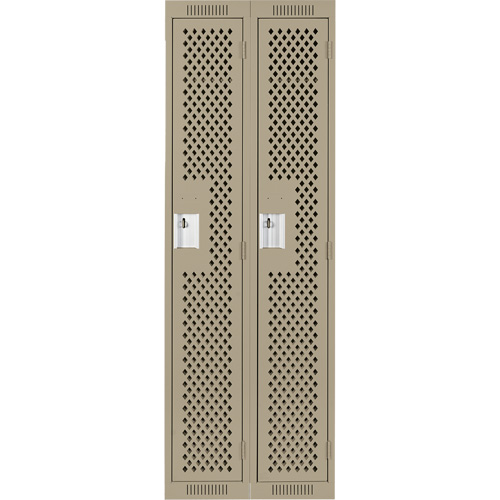 Clean Line Lockers, Bank of 2, 24" x 12" x 72", Steel, Beige, Rivet (Assembled), Perforated Equipment World