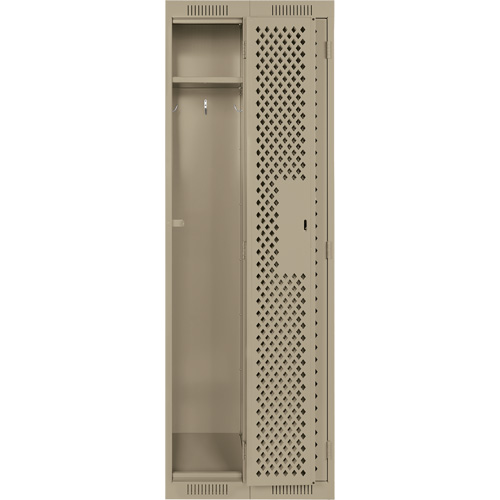 Clean Line Lockers, Bank of 2, 24" x 12" x 72", Steel, Beige, Rivet (Assembled), Perforated Equipment World