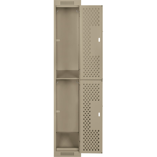 Clean Line Lockers, 2 -tier, 12" x 12" x 72", Steel, Beige, Rivet (Assembled), Perforated Equipment World