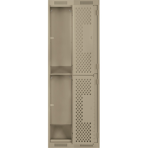 Clean Line Lockers, 2 -tier, Bank of 2, 24" x 12" x 72", Steel, Beige, Rivet (Assembled), Perforated Equipment World