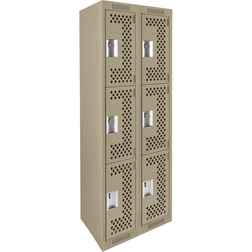 Casiers Clean Line, 3 niveaux, Bloc de 2, 24" x 12" x 72", Acier, Beige, Rivet (assembl&eacute;), Perfor&eacute; Equipment World