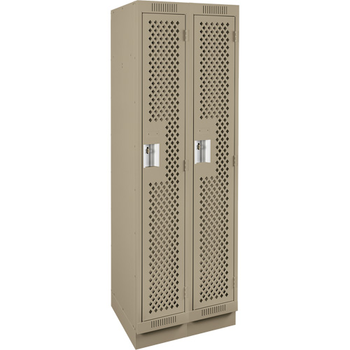 Clean Line Lockers, Bank of 2, 24" x 18" x 76", Steel, Beige, Rivet (Assembled), Perforated Equipment World