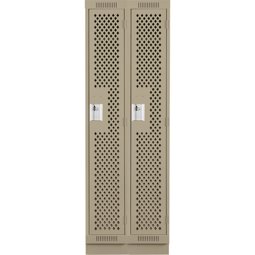 Clean Line Lockers, Bank of 2, 24" x 18" x 76", Steel, Beige, Rivet (Assembled), Perforated Equipment World
