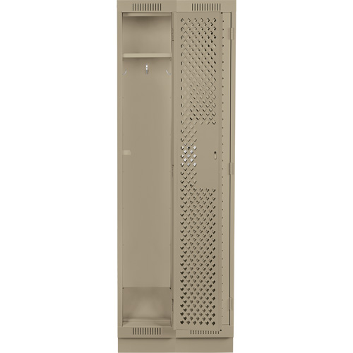 Clean Line Lockers, Bank of 2, 24" x 18" x 76", Steel, Beige, Rivet (Assembled), Perforated Equipment World