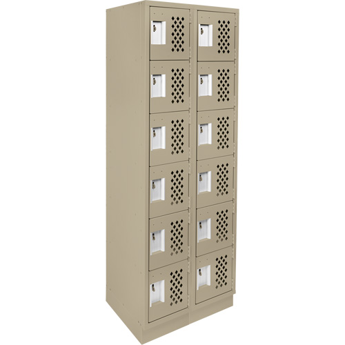Assembled Lockerettes Clean Line Perforated Economy Lockers, 6 -tier, Bank of 2, 18" x 72" x 12", Steel Equipment World