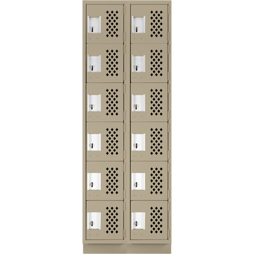 Assembled Lockerettes Clean Line Perforated Economy Lockers, 6 -tier, Bank of 2, 18" x 72" x 12", Steel Equipment World