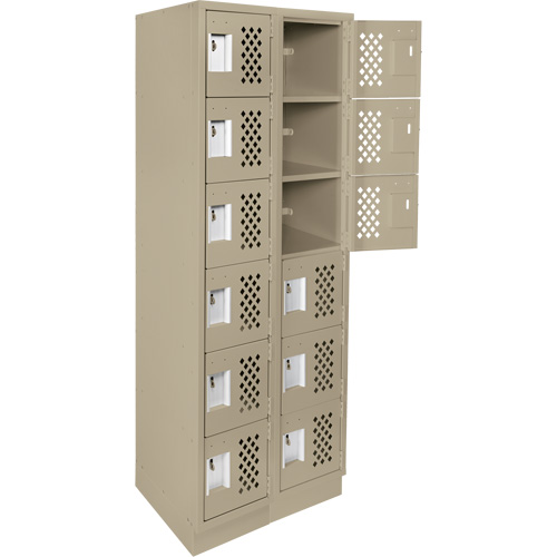 Assembled Lockerettes Clean Line Perforated Economy Lockers, 6 -tier, Bank of 2, 18" x 72" x 12", Steel Equipment World