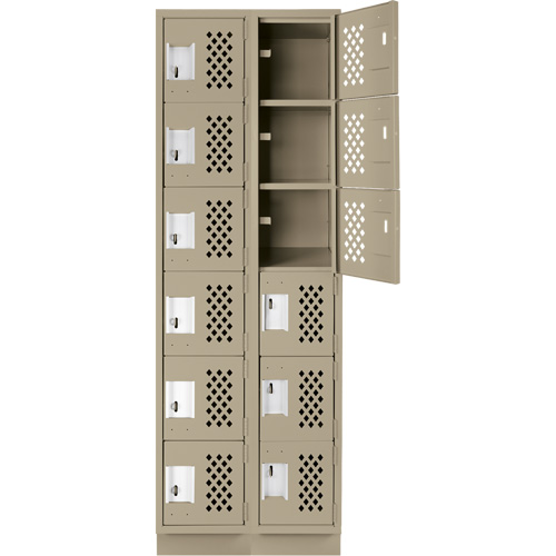 Assembled Lockerettes Clean Line Perforated Economy Lockers, 6 -tier, Bank of 2, 18" x 72" x 12", Steel Equipment World