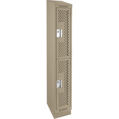 Clean Line Lockers, 2 -tier, 12" x 12" x 82", Steel, Beige, Rivet (Assembled), Perforated Equipment World