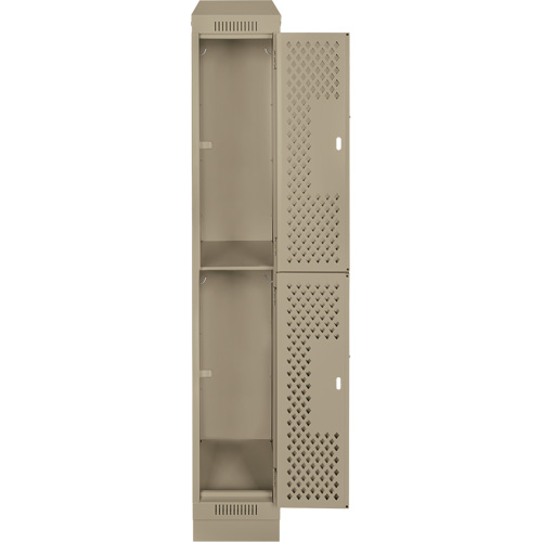 Clean Line Lockers, 2 -tier, 12" x 12" x 82", Steel, Beige, Rivet (Assembled), Perforated Equipment World