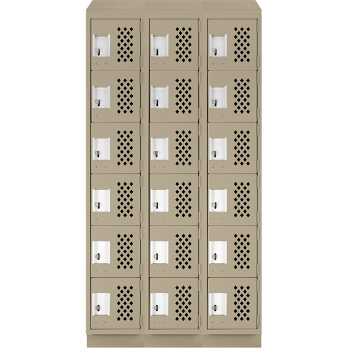 Clean-Line Perforated Lockerette, 6 -tier, Bank of 3, 12" x 72" x 12", Steel Equipment World