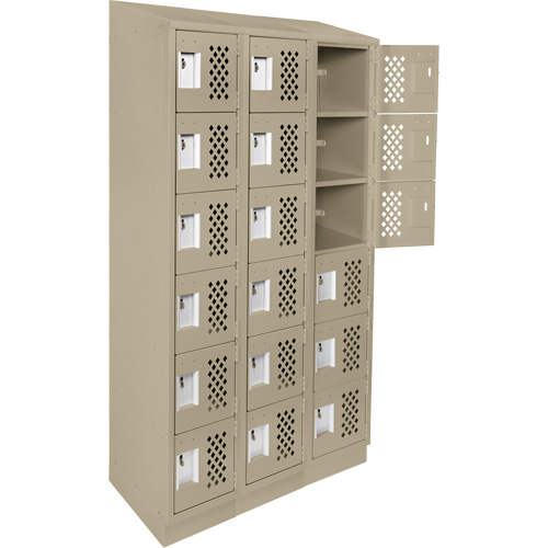Clean-Line Perforated Lockerette, 6 -tier, Bank of 3, 12" x 72" x 12", Steel Equipment World