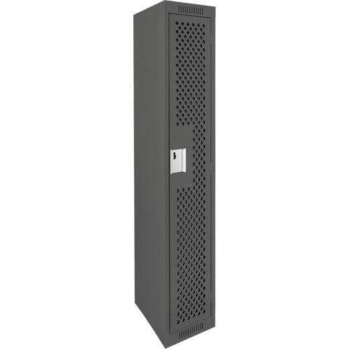 Clean Line Lockers, 12" x 12" x 72", Steel, Charcoal, Rivet (Assembled), Perforated Equipment World