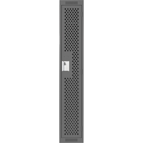 Clean Line Lockers, 12" x 12" x 72", Steel, Charcoal, Rivet (Assembled), Perforated Equipment World