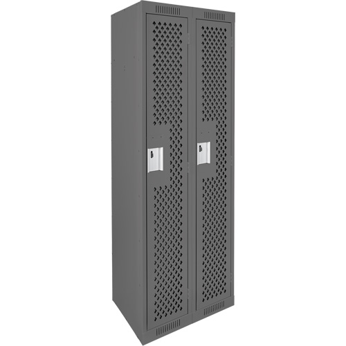 Clean Line Lockers, Bank of 2, 24" x 12" x 72", Steel, Charcoal, Rivet (Assembled), Perforated Equipment World