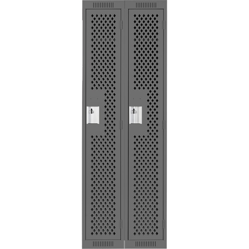 Clean Line Lockers, Bank of 2, 24" x 12" x 72", Steel, Charcoal, Rivet (Assembled), Perforated Equipment World