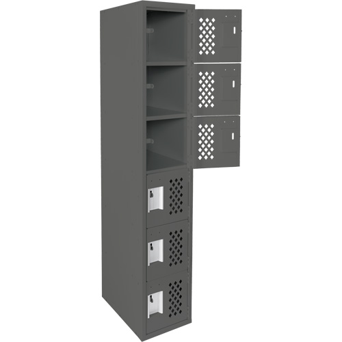 Assembled Lockerettes Clean Line Perforated Economy Lockers, 6 -tier, 18" x 72" x 12", Steel Equipment World