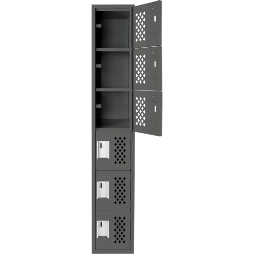 Assembled Lockerettes Clean Line Perforated Economy Lockers, 6 -tier, 18" x 72" x 12", Steel Equipment World