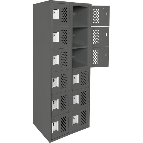 Assembled Lockerettes Clean Line Perforated Economy Lockers, 6 -tier, Bank of 2, 18" x 72" x 12", Steel Equipment World