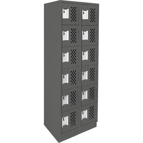 Assembled Lockerettes Clean Line Perforated Economy Lockers, 6 -tier, Bank of 2, 18" x 72" x 12", Steel Equipment World